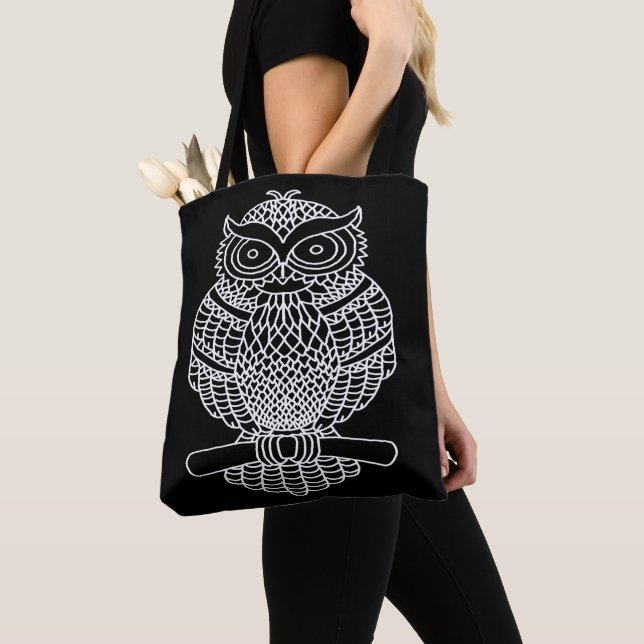 Owl (black) - Tote Bag (Close Up)