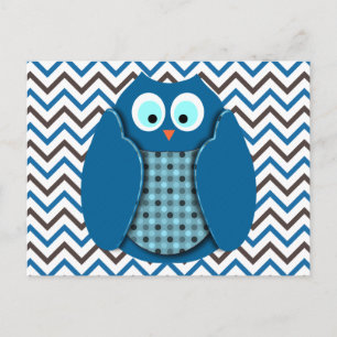 Owl - Blue with Polka Dots Postcard