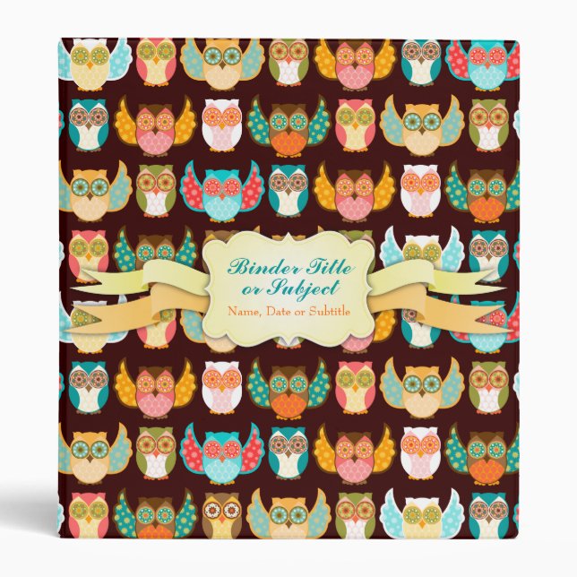 Owl Boheme Pattern - Custom Organizer Binder (Front)