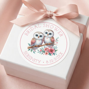 Owl Boho Rustic Country Woodland Bridal Shower Classic Round Sticker