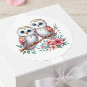 Owl Boho Rustic Country Woodland Wedding Classic Round Sticker
