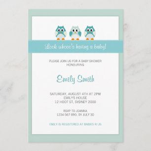 Owl Boy Baby Shower Invitation