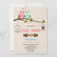 Owl bridal shower party invitation