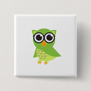 Owl Button Square