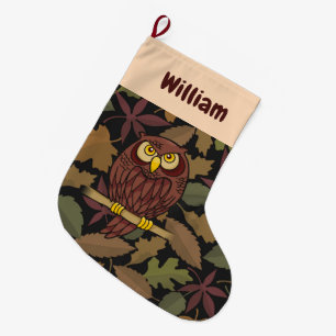 Owl Cartoon Christmas Stocking