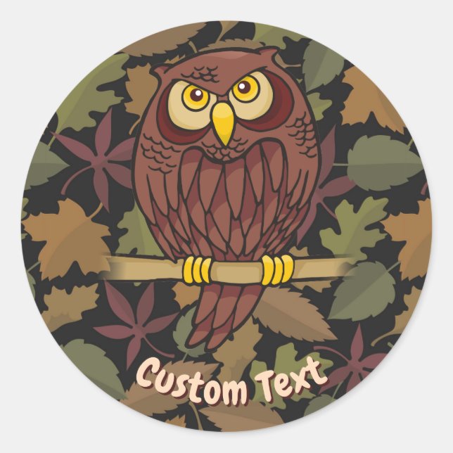 Owl Cartoon Classic Round Sticker (Front)