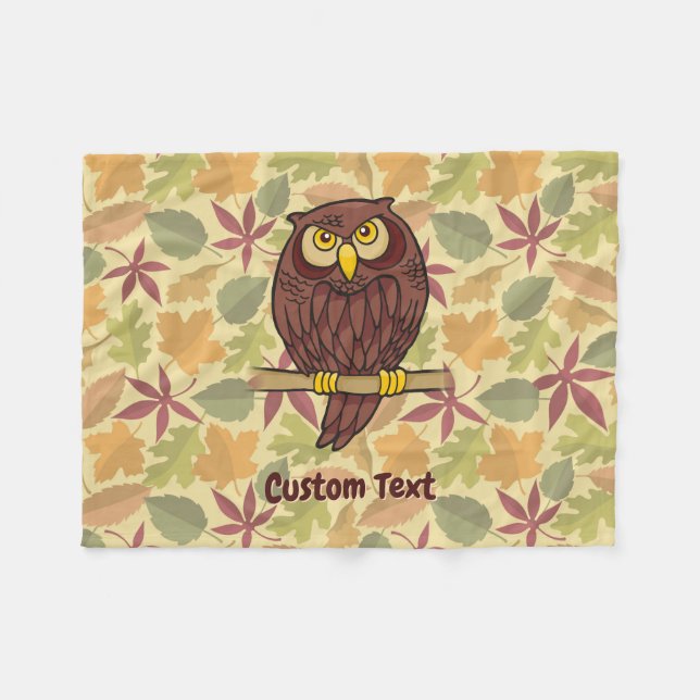 Owl Cartoon Fleece Blanket (Front (Horizontal))