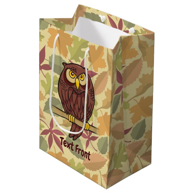 Owl Cartoon Medium Gift Bag (Front Angled)