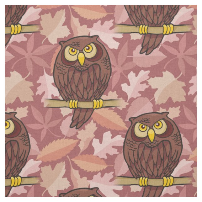 Owl Cartoon Pattern Fabric (Swatch)