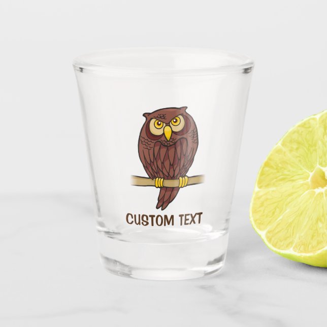 Owl Cartoon Shot Glass (Front)