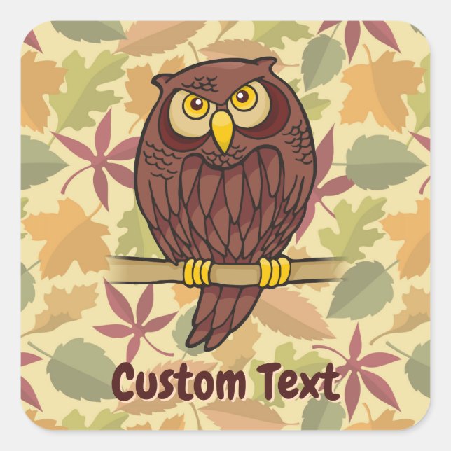 Owl Cartoon Square Sticker (Front)