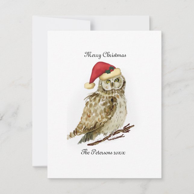 Owl Christmas Card personalized (Front)