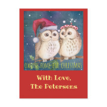 Owl Christmas Card to Personalize