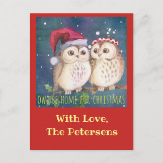 Owl Christmas Card to Personalize