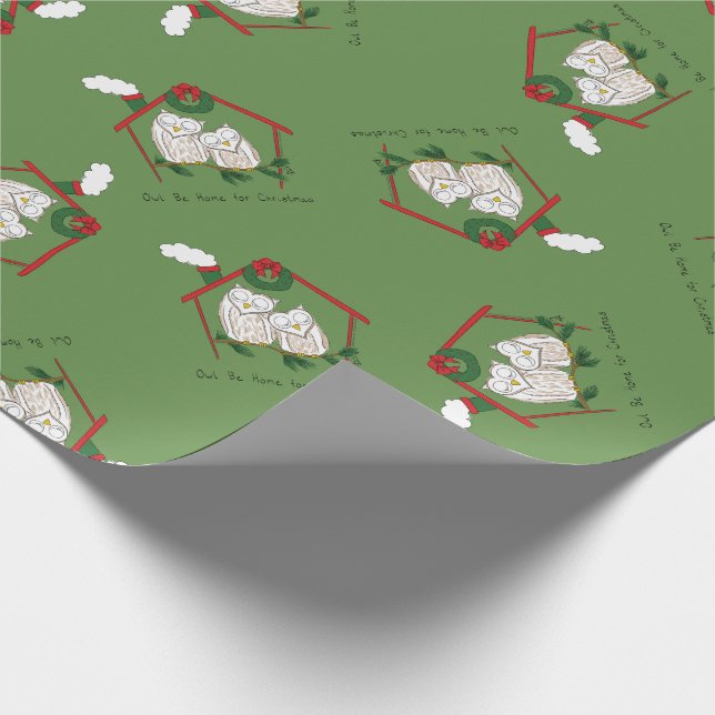 Owl Christmas Country Holiday Wrapping Paper (Corner)