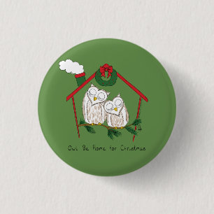 Owl Christmas Cute Funny Holiday 1 Inch Round Button