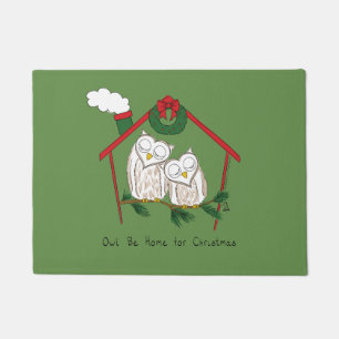 Owl Christmas Cute Funny Holiday Doormat