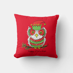 Owl Christmas Cute Funny Holiday Kids Throw Pillow