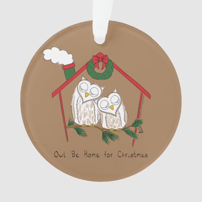 Owl Christmas Cute Funny Holiday Ornament (Front)