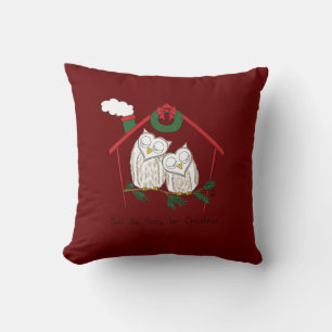 Owl Christmas Cute Funny Holiday Throw Pillow