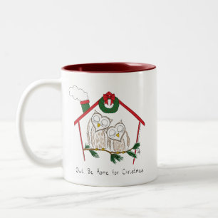 Owl Christmas Cute Funny Holiday Two-Tone Coffee Mug