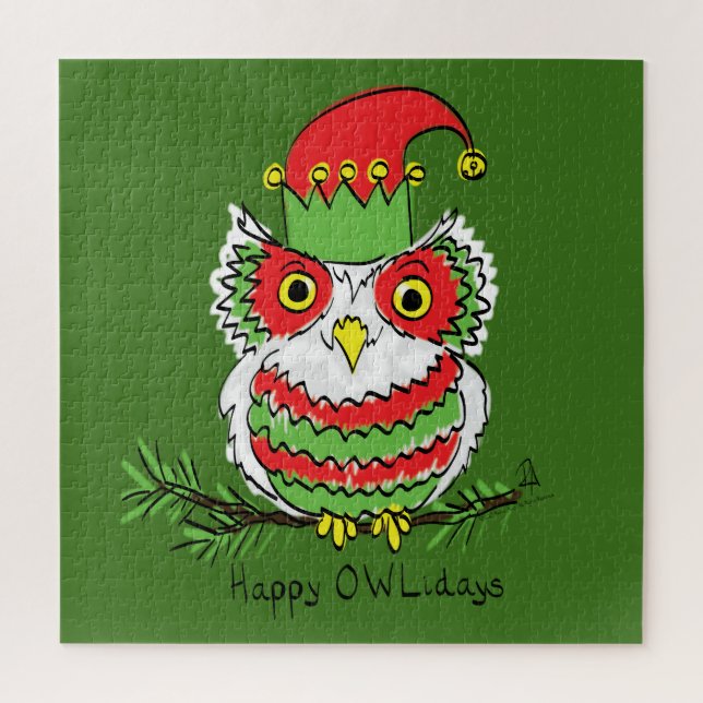 Owl Christmas Cute Funny Kids Jigsaw Puzzle (Vertical)