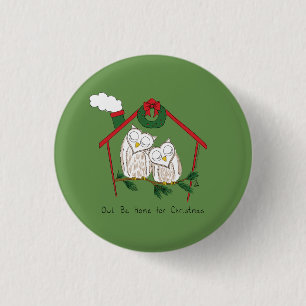 Owl Christmas Cute Kids 1 Inch Round Button
