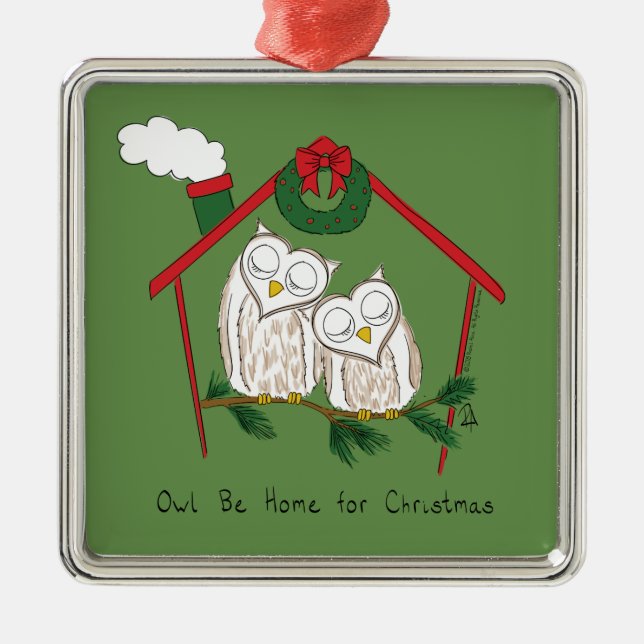 Owl Christmas Cute Kids Metal Ornament (Front)