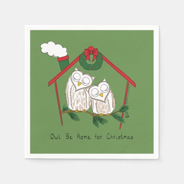 Owl Christmas Cute Kids Napkin (Front)