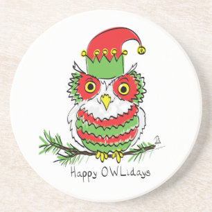 Owl Christmas Funny Coaster