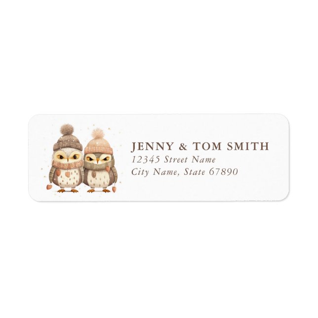 Owl Christmas Return Address Labels (Front)