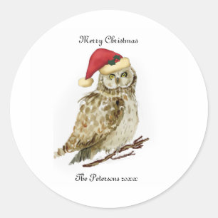 Owl Christmas Stickers personalized