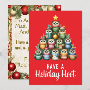 Owl Christmas Tree Have A Holiday Hoot Card