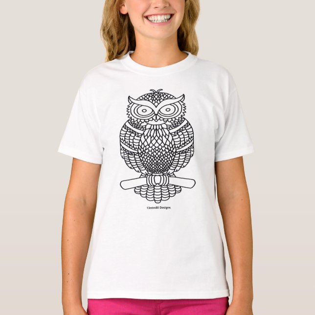 Owl (classic) - Girl's Basic T-Shirt (Front)