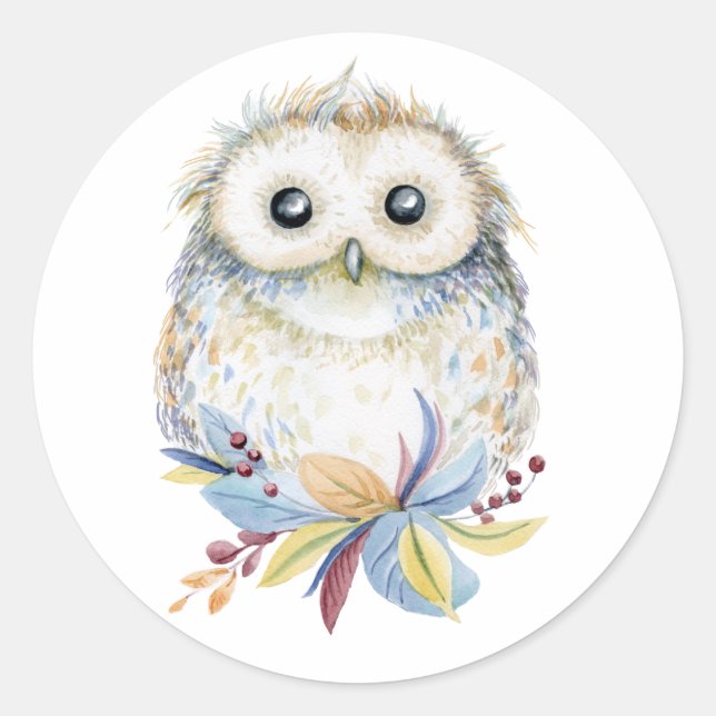 Owl Classic Round Sticker (Front)