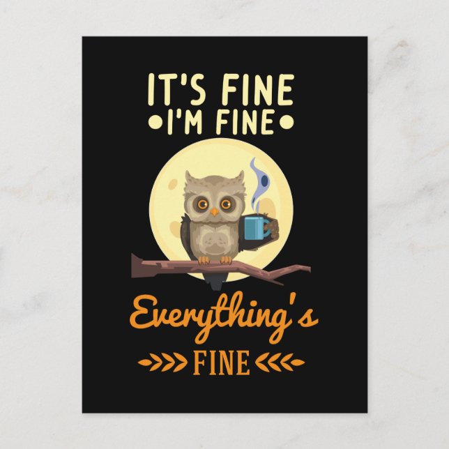 Owl Coffee Morning Crazy Bird Postcard (Front)