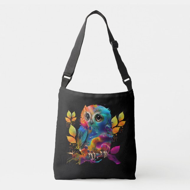 OWL COLORFUL ABSTRACT  CROSSBODY BAG (Front)