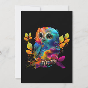 OWL COLORFUL ABSTRACT HOLIDAY CARD