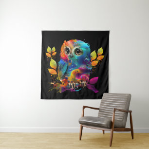OWL COLORFUL ABSTRACT TAPESTRY