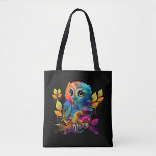 OWL COLORFUL ABSTRACT  TOTE BAG