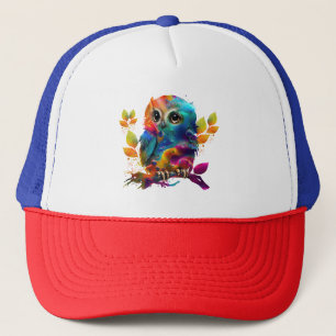 OWL COLORFUL ABSTRACT TRUCKER HAT