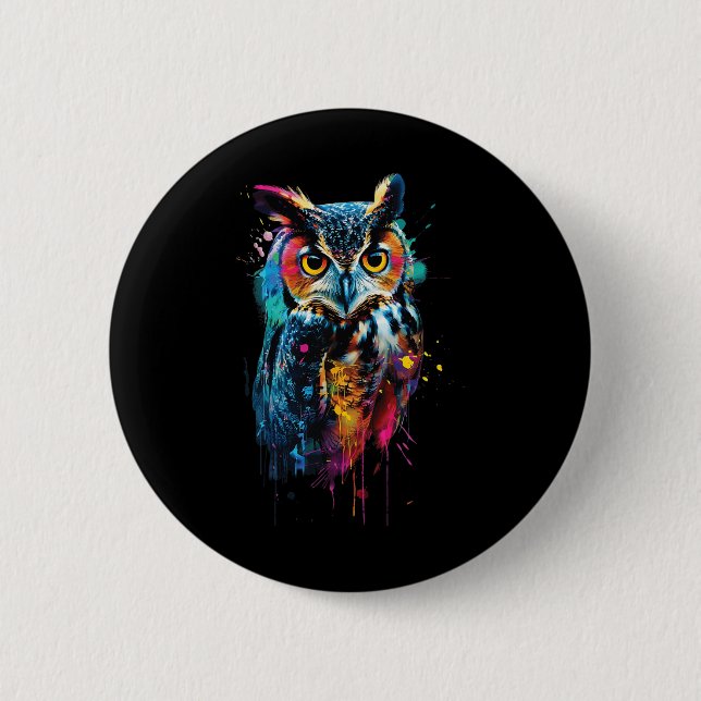 Owl Colourful  2 Inch Round Button (Front)