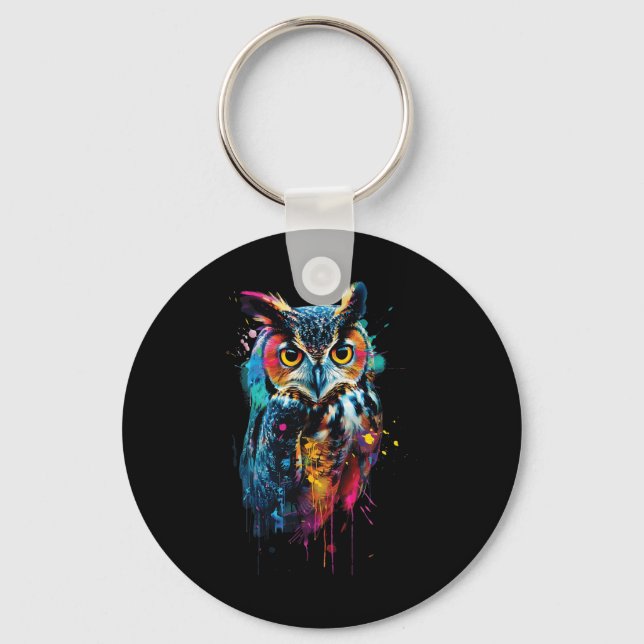 Owl Colourful  Keychain (Front)