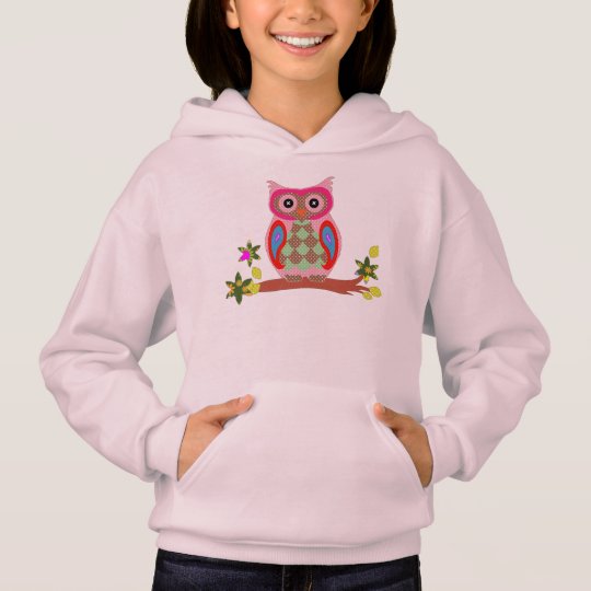 Owl colourful patchwork decorative girls hoodie