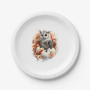 Owl Country Pumpkin Paper Plate