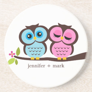 Owl Couple Personalized Coaster
