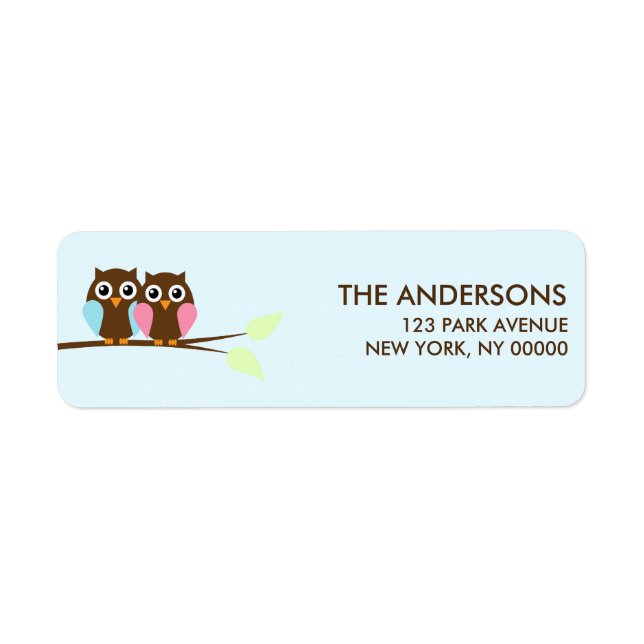 Owl Couple Return Address Labels (Front)