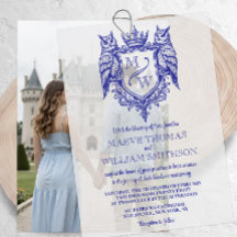 Owl Crest Royal Monogram Wedding Vellum Overlay