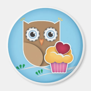 Owl Cupcake Magnet
