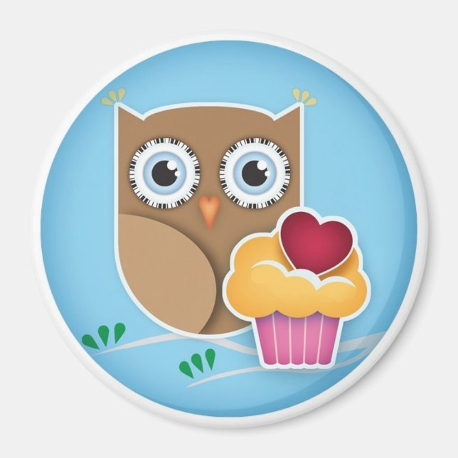 Owl Cupcake Magnet (Front)